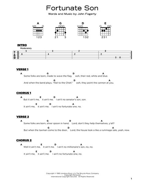 Fortunate Son Guitar Chords Fortunate Son Guitar Chords