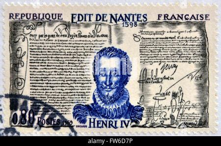 France Circa 1969 A Stamp Printed In France Shows Edict Of Nantes