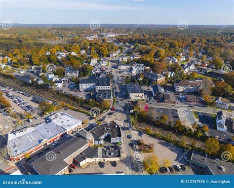 Franklin Historic Commercial Center Aerial View Franklin Ma Usa
