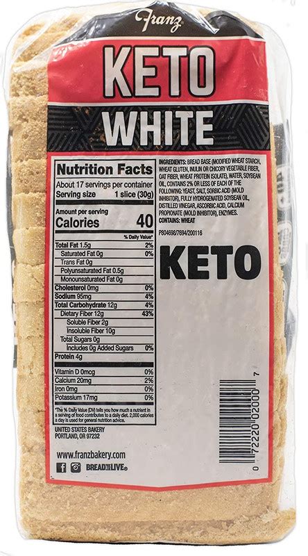 Franz Bakery Franz Keto Bread Zero Net Carbs Us Foods Chef Store Low Carb Bread
