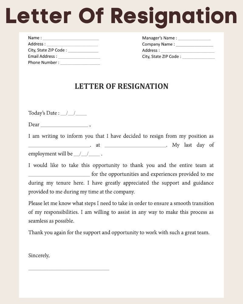 Free 6 Resignation Letter Samples In Ms Word Pdf