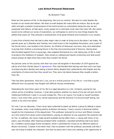 Free 7 Sample Law School Personal Statement Templates In Pdf