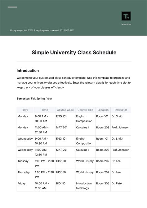 Free 8 Sample University Schedule Templates In Pdf