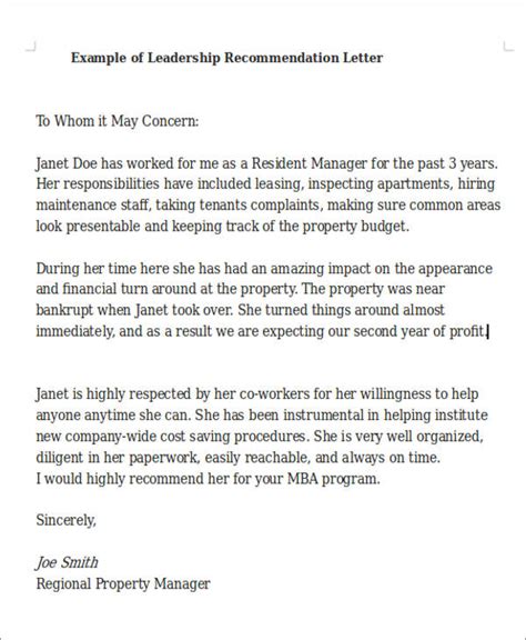 Free 9 Sample Leadership Recommendation Letter Templates In Pdf Ms Free 9 Sample Leadership Recommendation Letter Templates In Pdf Ms