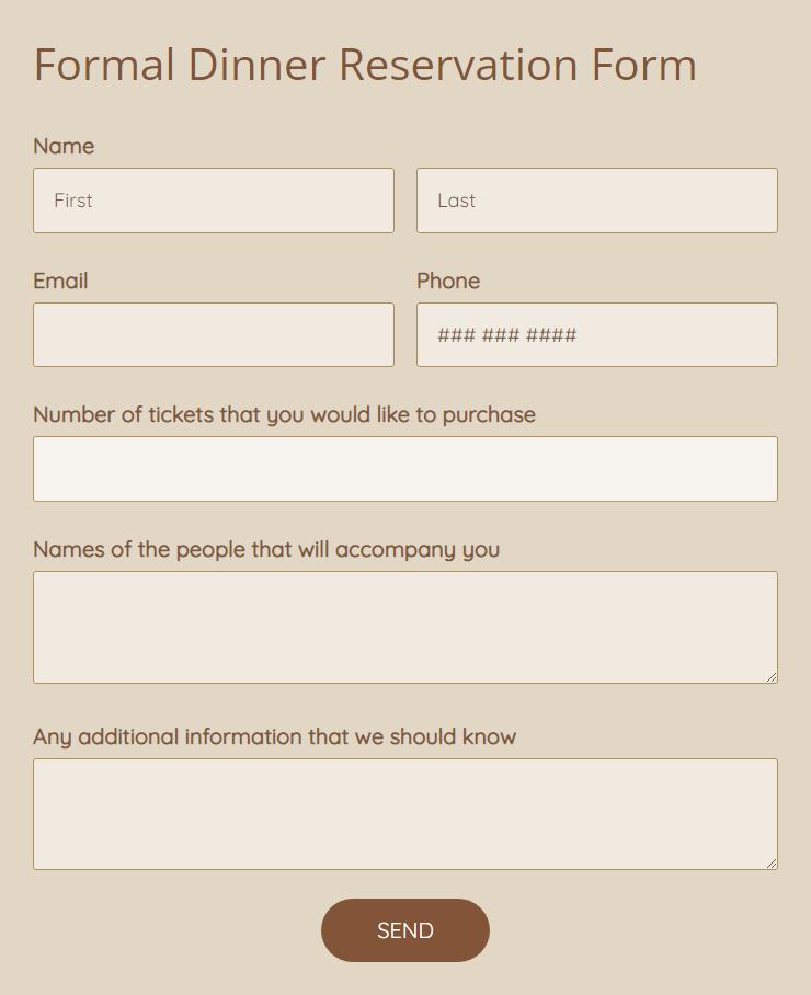 Free Formal Dinner Reservation Form Template Free Formal Dinner Reservation Form Template