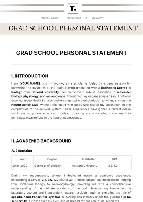 Free Grad School Personal Statement Template To Edit Online Free Grad School Personal Statement Template To Edit Online