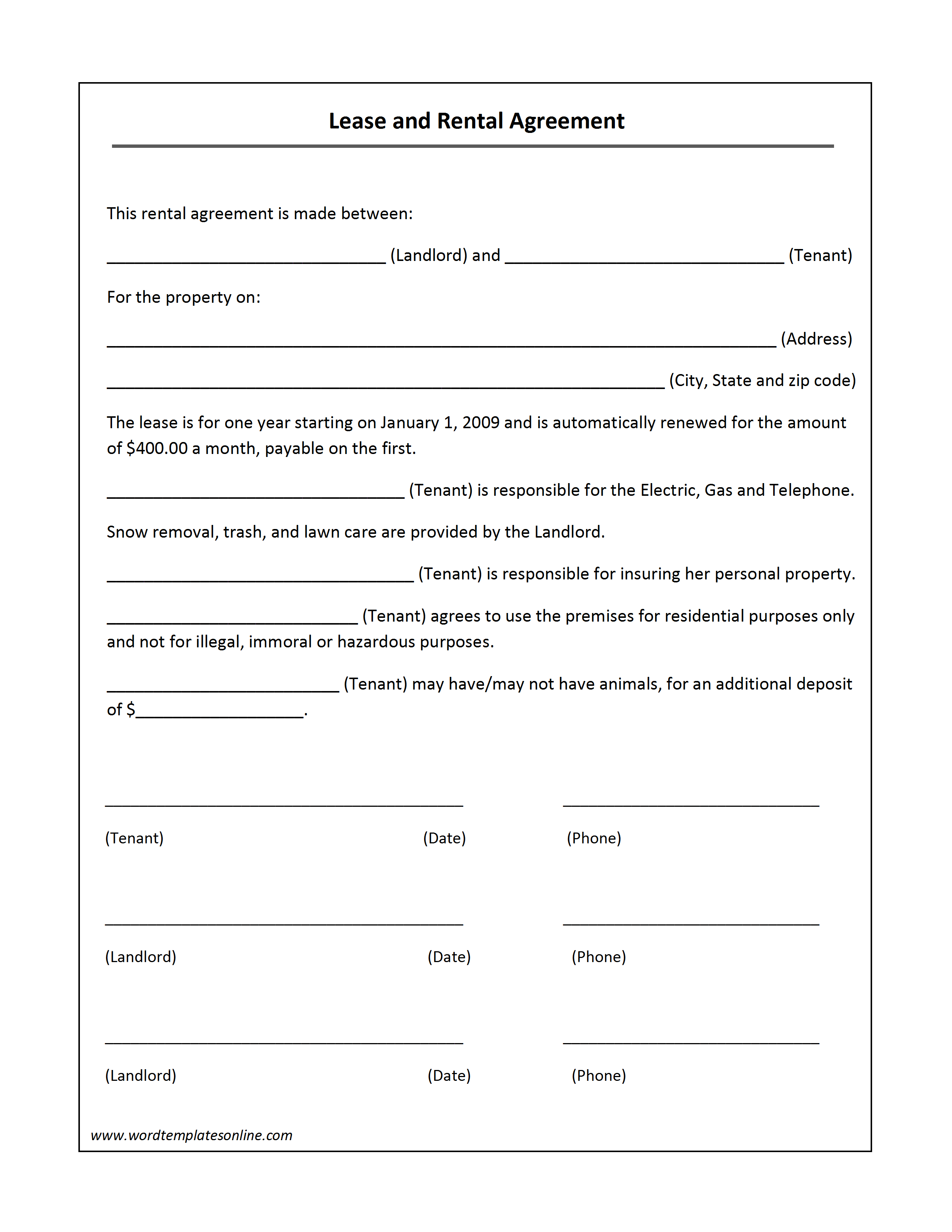 Free Land Lease Agreement Template Pdf Word