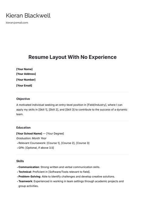 Free No Experience Resume Templates To Edit Online And Download