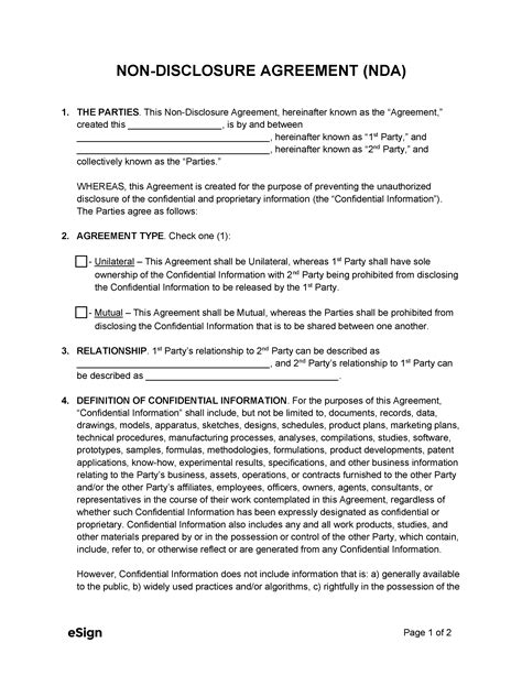 Free Non Disclosure Agreement Nda Pdf Word Template Lawdistrict