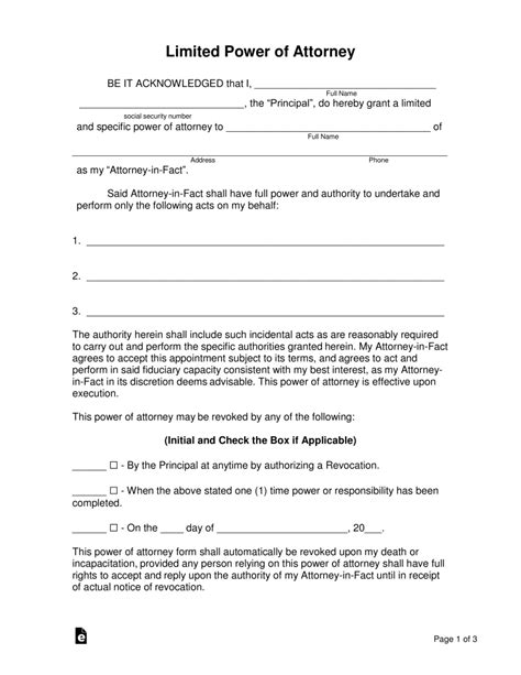 Free Power Of Attorney Forms 11 Pdf Word