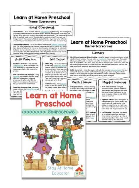 Free Preschool Lesson Plans For A Scarecrow Theme Stay At Home Educator