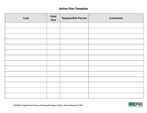 Free Printable Action Plan Template Printable Templates