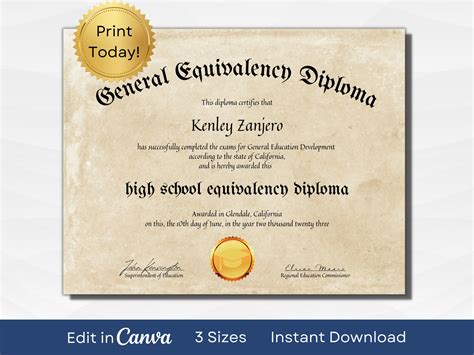 Free Printable Ged Certificate Free Printable A Z