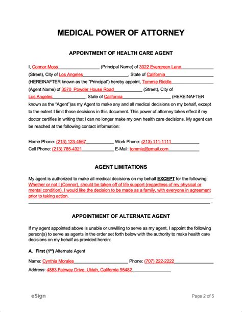 Free Printable Medical Power Of Attorney Form