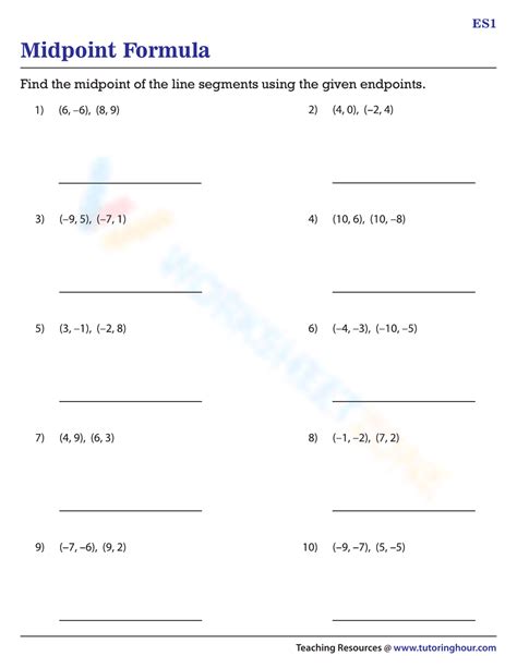 Free Printable Midpoint And Distance Formula Worksheets