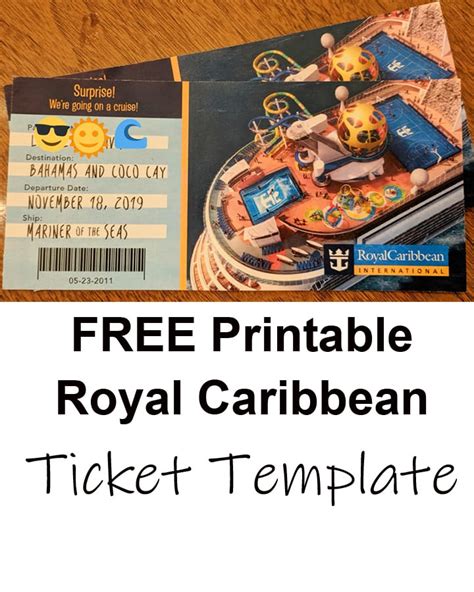 Free Printable Surprise Royal Caribbean Cruise Ticket Template Royal