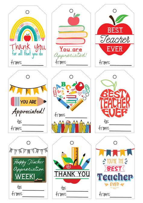 Free Printable Teacher Appreciation Tags Plan Your Year Easily