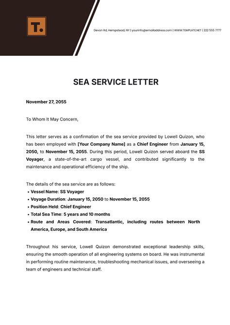 Free Sea Service Letter Template To Edit Online Free Sea Service Letter Template To Edit Online