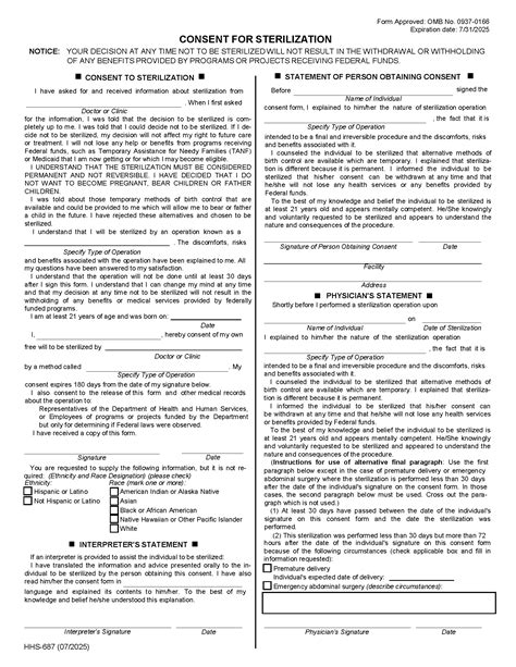Free Sterilization Consent Form Form Hhs 687 Pdf Free Sterilization Consent Form Form Hhs 687 Pdf