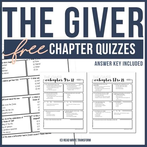 Free The Giver Chapter Quizzes Answer Key Provided By Read Write