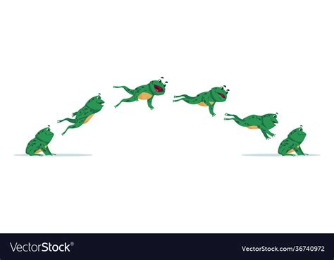 Frog Jumping By Sequence Cartoon Royalty Free Vector Image