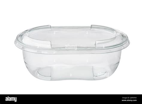 Front View Of Disposable Clear Food Container With Lid Isolated On