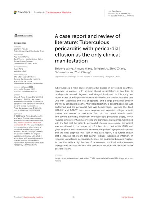 Frontiers A Case Report And Review Of Literature Tuberculous