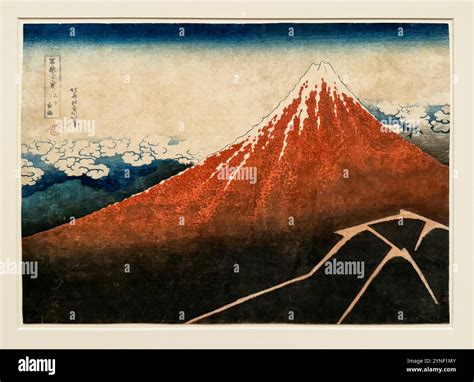 Fuji In Clear Weather By Katsushika Hokusai Red Mt Fuji With Snow A