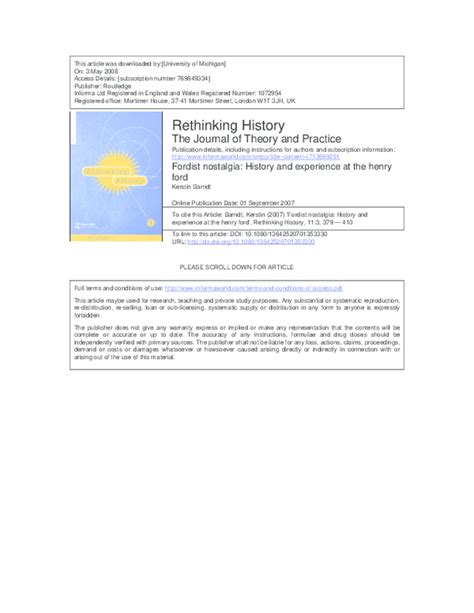 Full Article Fordist Nostalgia History And Experience At The Henry Ford