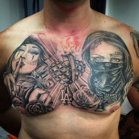 Gangster Chest Tattoos Designs