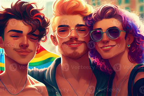 Generativo Ai Ilustraci N De Diversidad Joven Gay Mujer Y Hombres Con