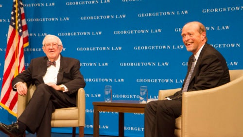 Georgetown Law Dean William Treanor Right Introduces U S Supreme