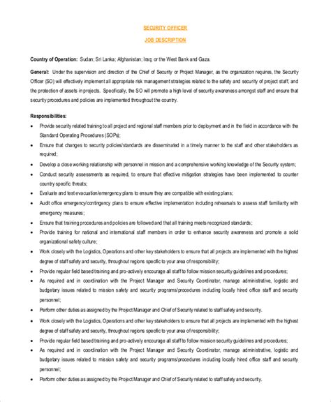 Get Our Sample Of Security Officer Job Description Template For Free