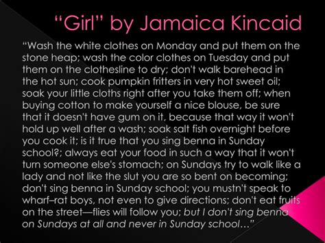 Girl By Jamaica Kincaid