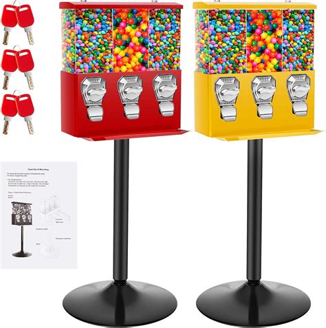 Gisafai 2 Pcs Candy Vending Machines Commercial Triple Head Gumball Gisafai 2 Pcs Candy Vending Machines Commercial Triple Head Gumball