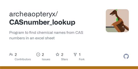 Github Archeaopteryx Casnumber Lookup Program To Find Chemical Names Github Archeaopteryx Casnumber Lookup Program To Find Chemical Names