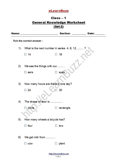 Gk Questions For Class 1 To 8 With Answers In Hindi Free Math Worksheet Printable