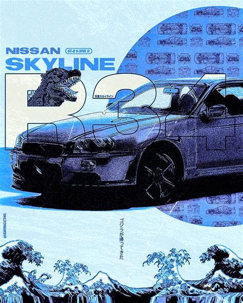 Godzilla Nissan R34 Skyline Poster Design By Udayjeet Kumar Aggarwal On Dribbble Godzilla Nissan R34 Skyline Poster Design By Udayjeet Kumar Aggarwal On Dribbble