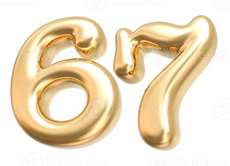 Gold 3D Number 67 36309157 Png