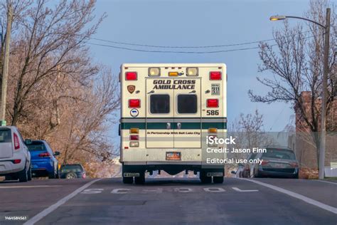 Gold Cross Ambulance Rear View Stock Photo Download Image Now