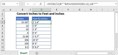 Google Sheets Convert Inches To Feet