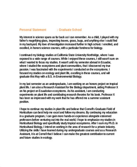 Graduate Program Personal Statement Example