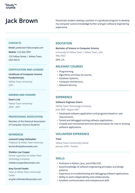 Graduate School Resume Examples And Templates For 2024 Resumebuilder Com