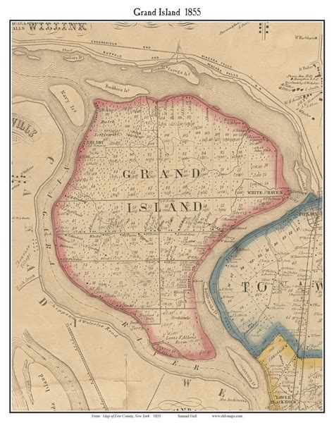 Grand Island 1855 Old Town Map With Homeowner Names New York Niagara River Reprint Genealogy Erie County Ny Tm