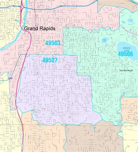 Grand Rapids Michigan Zip Code Maps Basic Style Map Of Grand Rapids