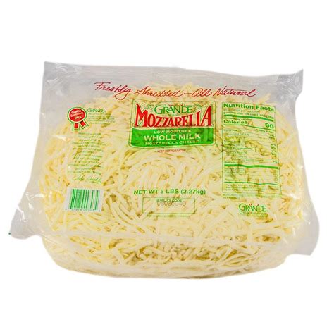 Grande Shredded Whole Milk Mozzarella Cheese 5Lb Grande Shredded Whole Milk Mozzarella Cheese 5Lb