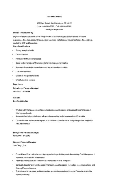 Gratis Beginnersniveau Financi Le Analyst Cv