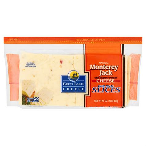 Great Lakes Cheese Deli Style Slices Natural Monterey Jack With Jalapeno Peppers Cheese 16 Oz Price Rite Great Lakes Cheese Deli Style Slices Natural Monterey Jack With Jalapeno Peppers Cheese 16 Oz Price Rite