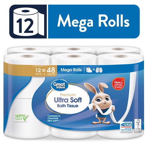 Great Value Brandclub Great Value Ultra Soft Toilet Paper 12 Double Rolls 1