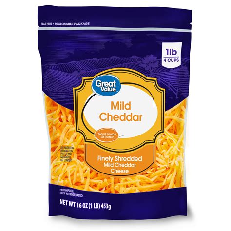 Great Value Cheese Finely Shredded Mild Cheddar